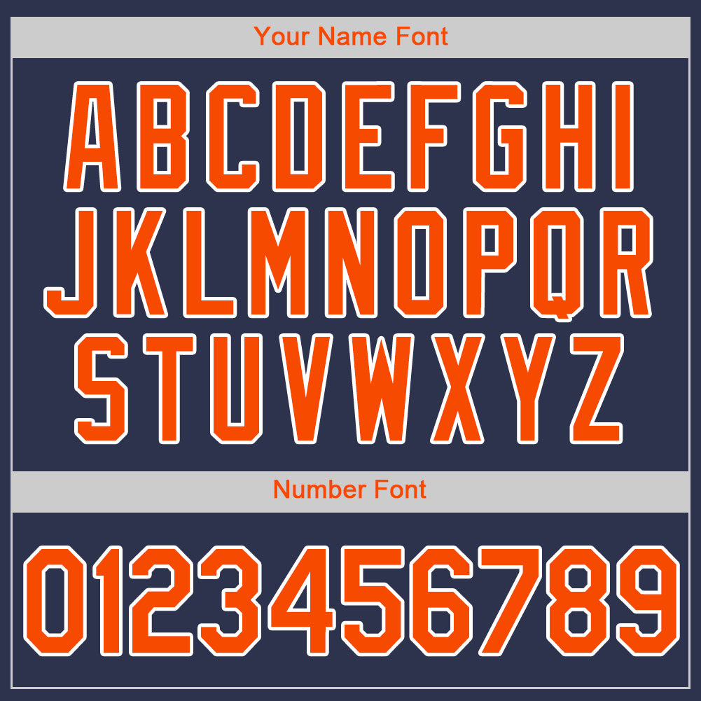 Custom Navy Orange-White Authentic Baseball Jersey view 5
