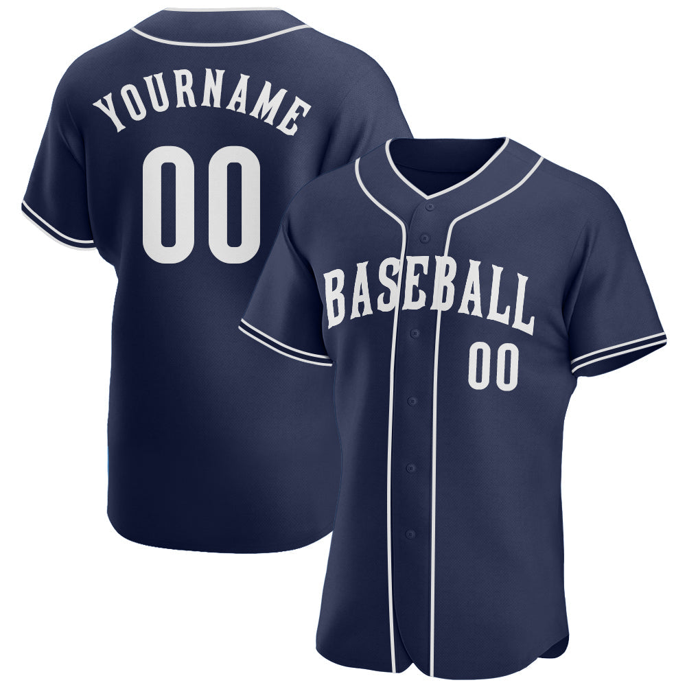 Custom Navy White Authentic Baseball Jersey - Main View