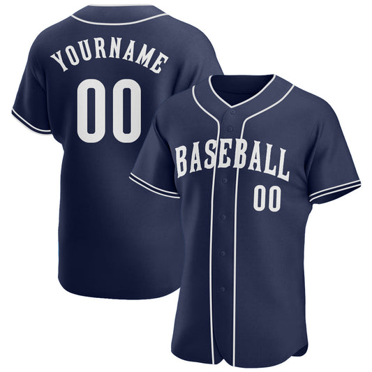 Custom Navy White Authentic Baseball Jersey - Main View