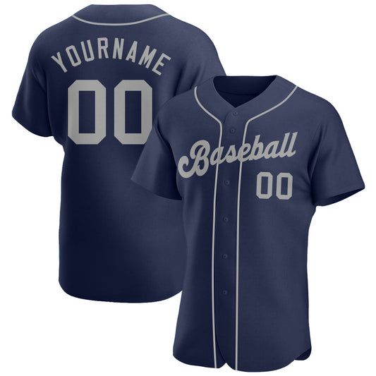 Custom Navy Gray Authentic Baseball Jersey - Main View