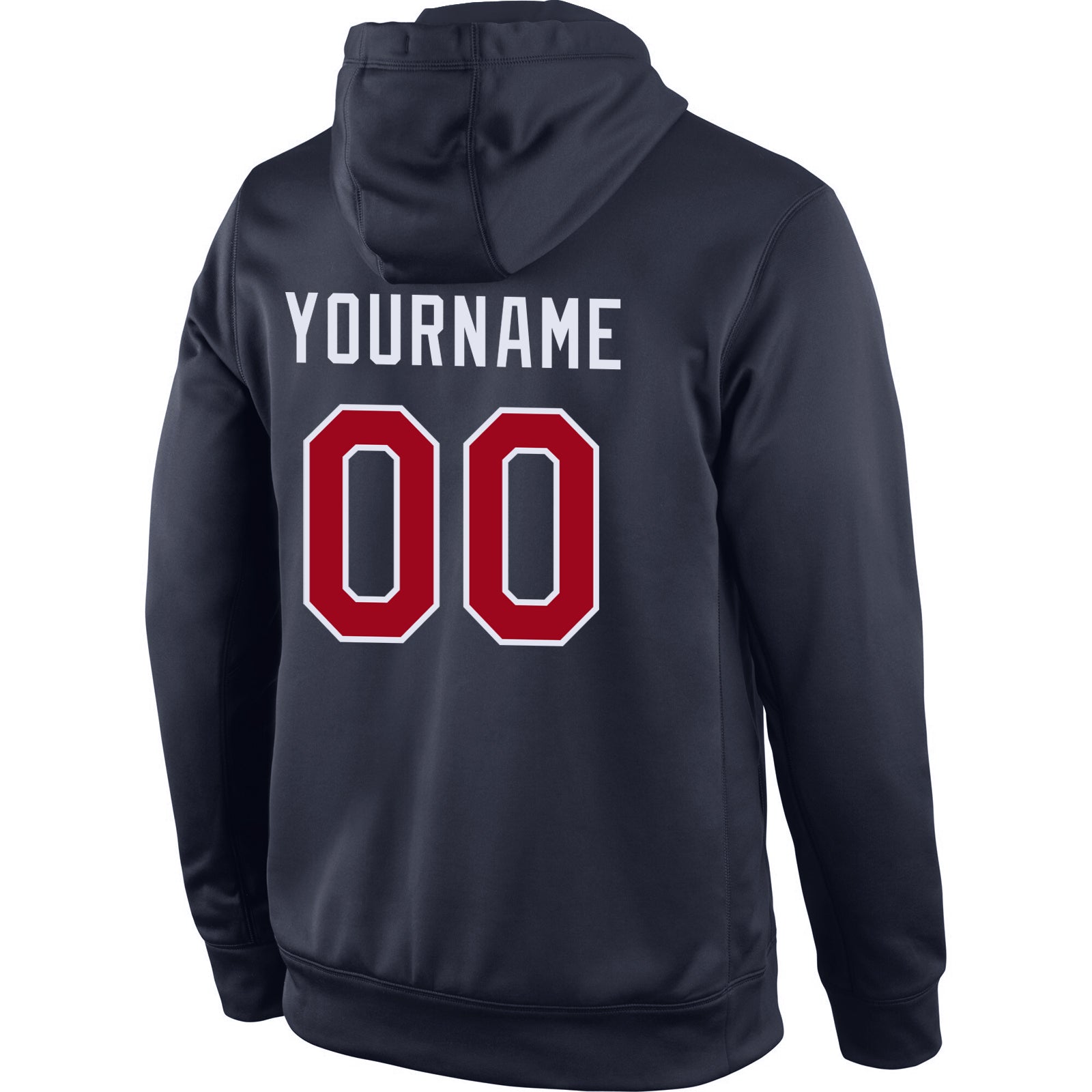 Custom Stitched Navy Red-White Sports Pullover Sweatshirt Hoodie view 3