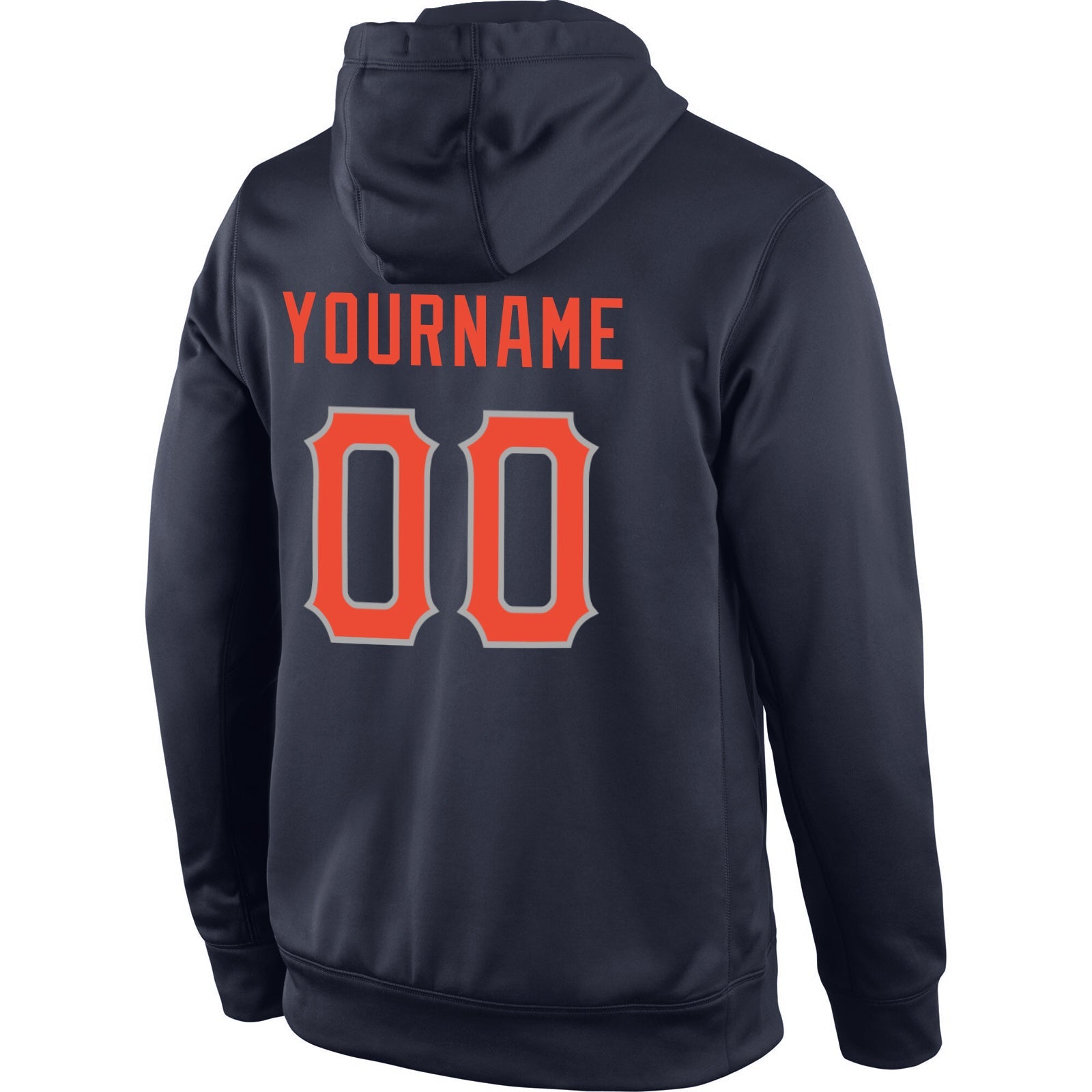 Custom Stitched Navy Orange-Gray Sports Pullover Sweatshirt Hoodie view 3