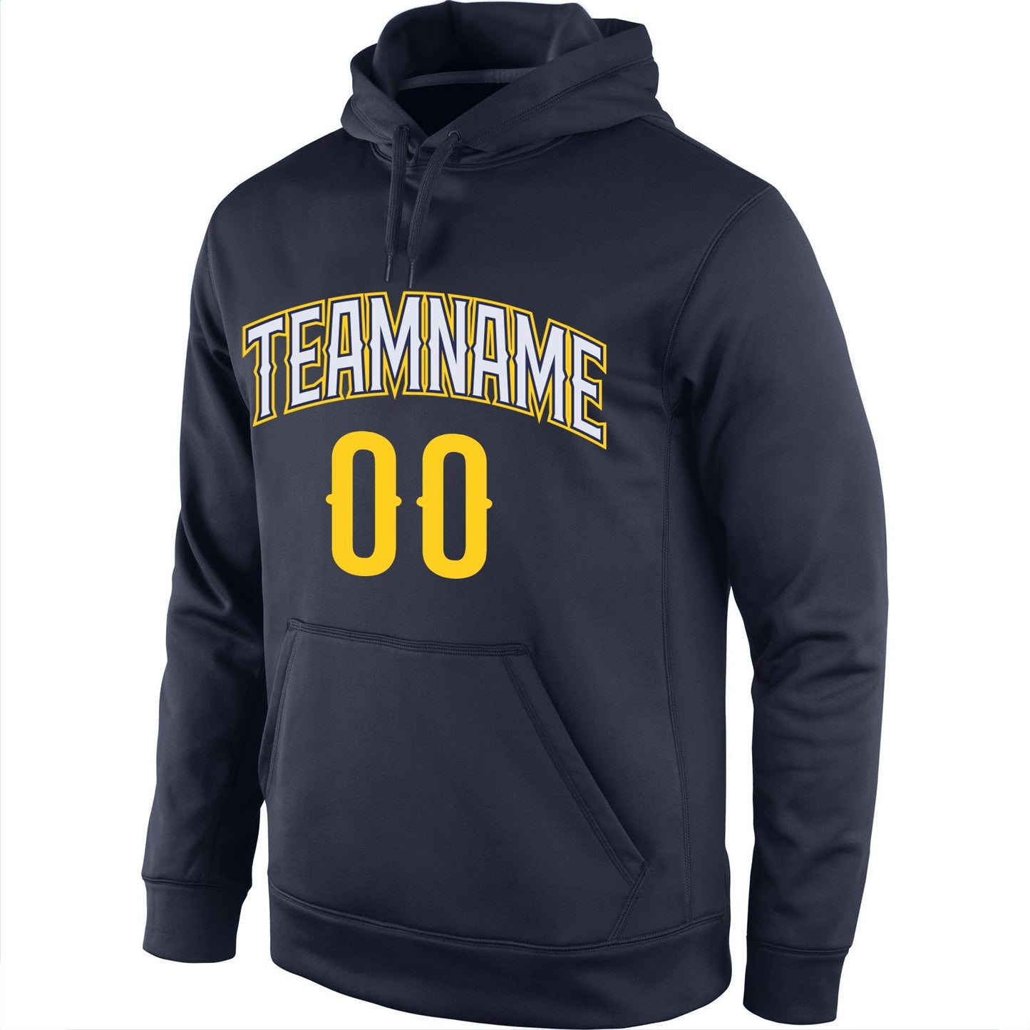 Custom Stitched Navy Gold-White Sports Pullover Sweatshirt Hoodie view 2