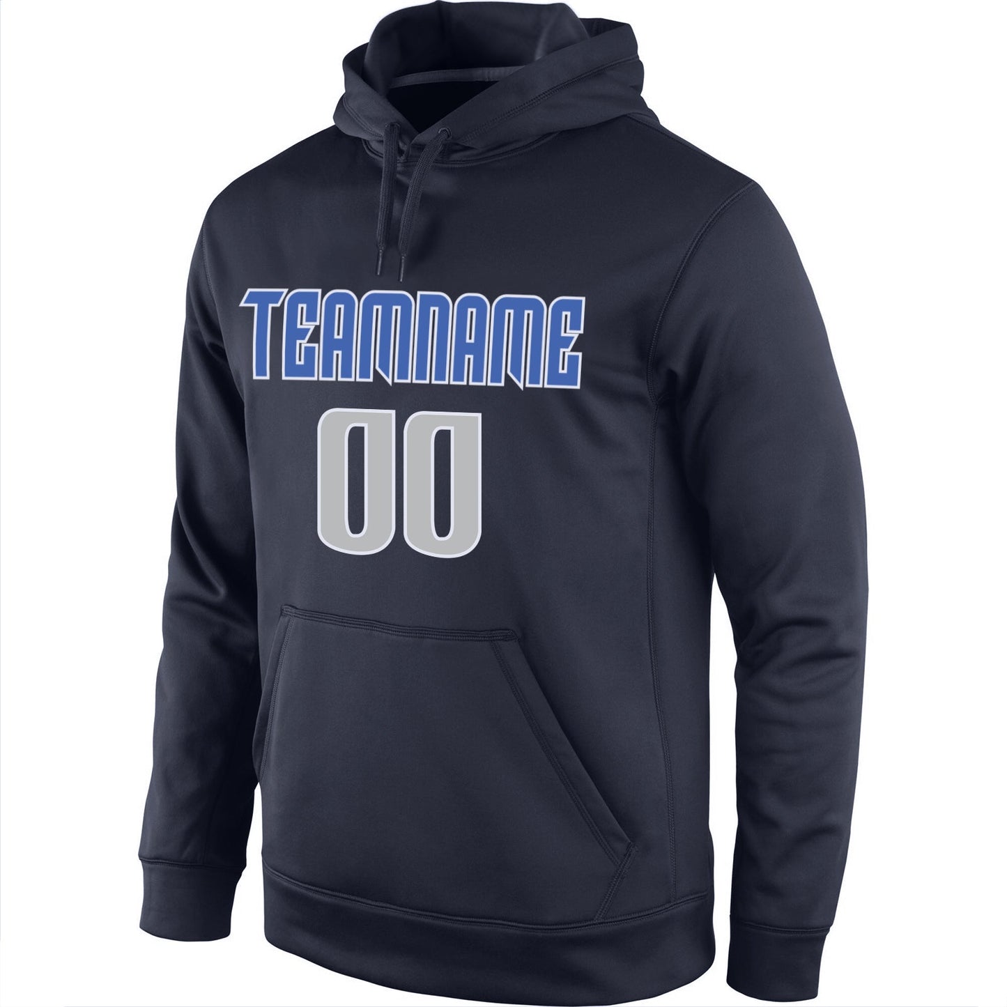 Custom Stitched Navy Gray-Blue Sports Pullover Sweatshirt Hoodie view 2