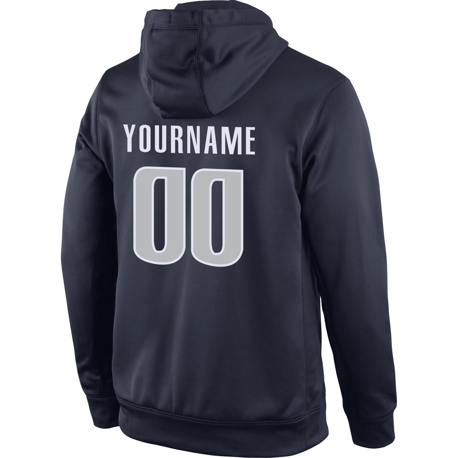 Custom Stitched Navy Gray-Blue Sports Pullover Sweatshirt Hoodie view 3