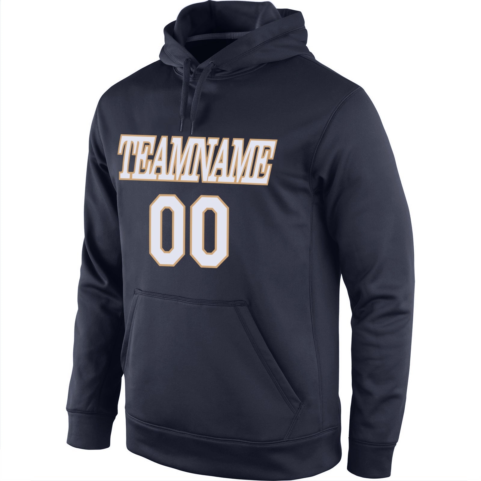 Custom Stitched Navy White-Old Gold Sports Pullover Sweatshirt Hoodie view 2