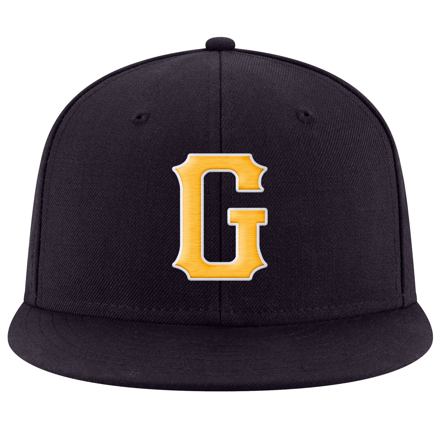 Custom Navy Gold-White Stitched Adjustable Snapback Hat view 2