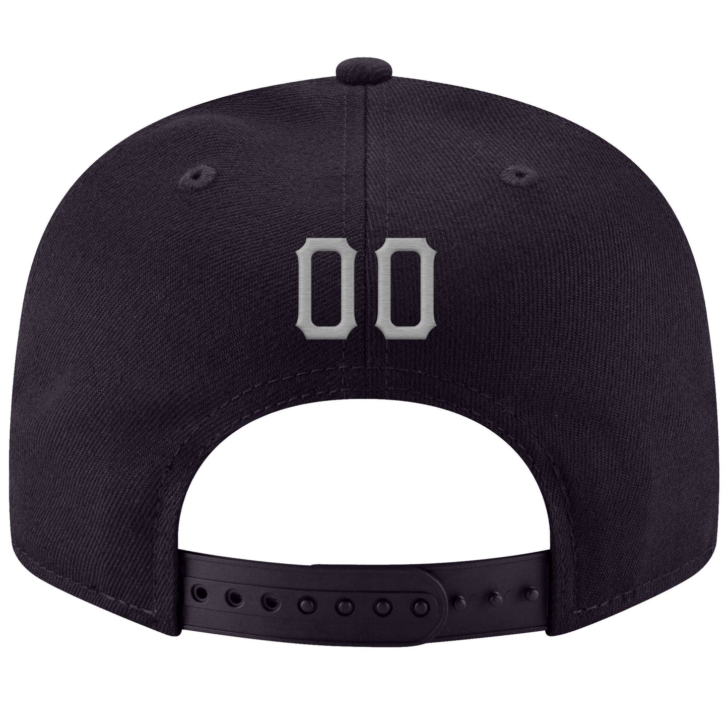 Custom Navy Gray-White Stitched Adjustable Snapback Hat view 3