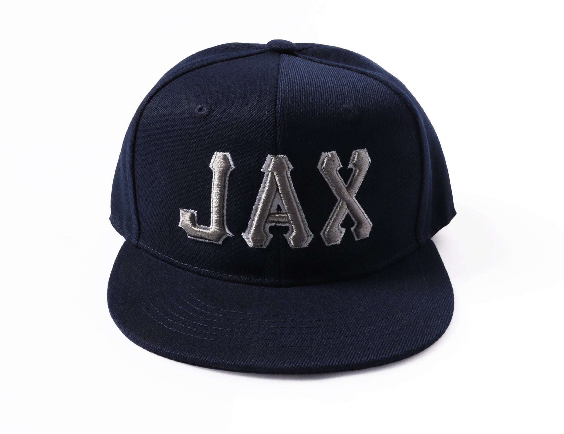 Custom Navy Gray-White Stitched Adjustable Snapback Hat view 5