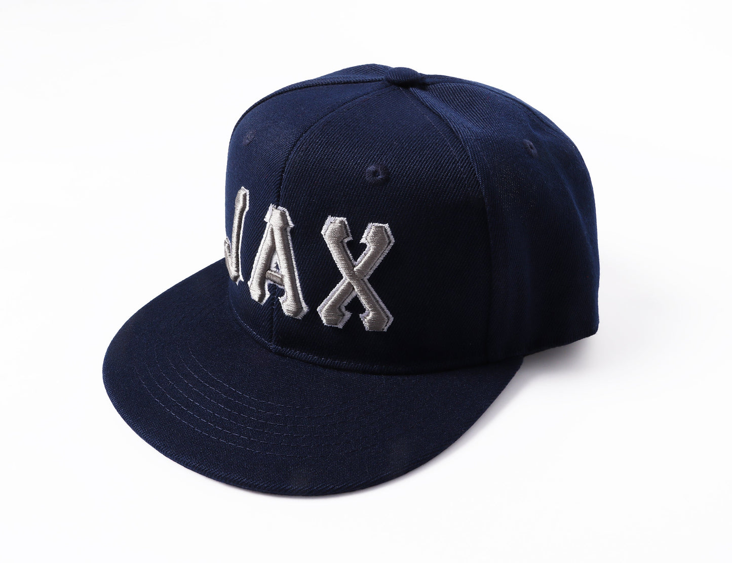 Custom Navy Gray-White Stitched Adjustable Snapback Hat view 6