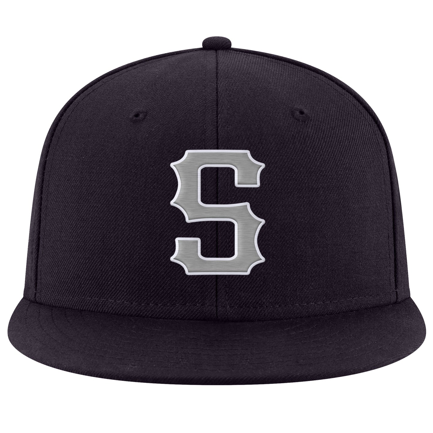 Custom Navy Gray-White Stitched Adjustable Snapback Hat view 2