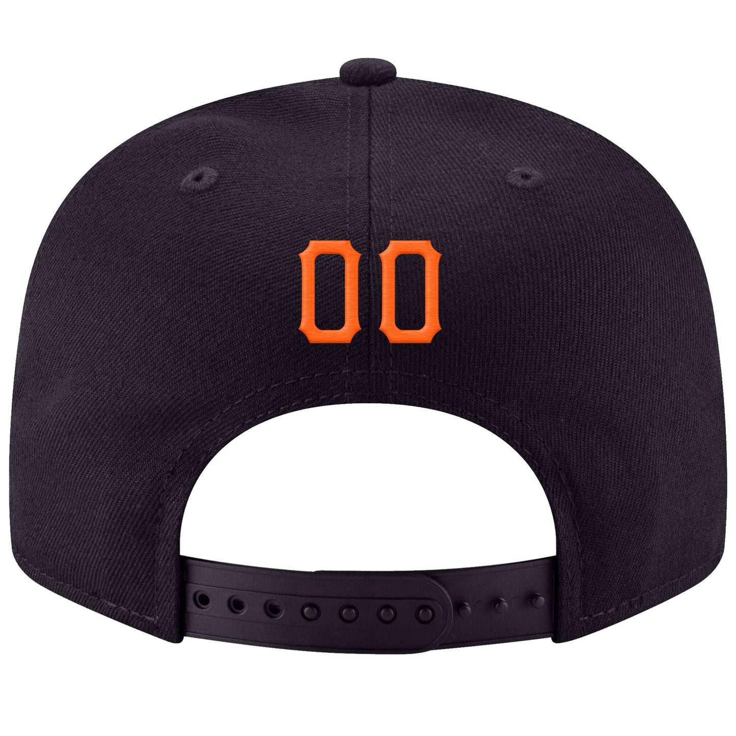 Custom Navy Orange-White Stitched Adjustable Snapback Hat view 3