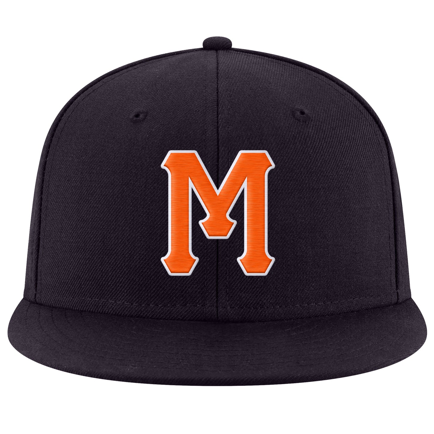Custom Navy Orange-White Stitched Adjustable Snapback Hat view 2