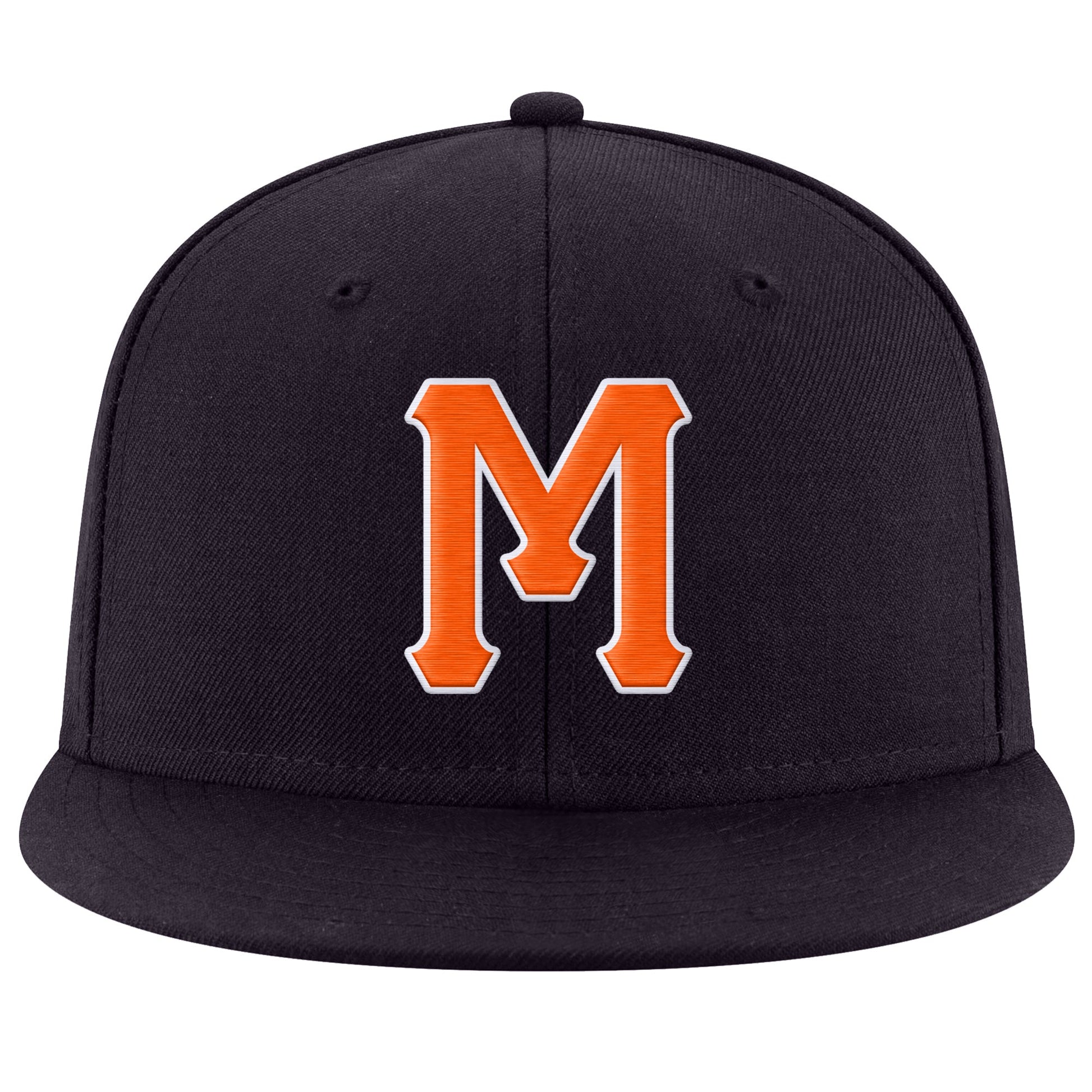 Custom Navy Orange-White Stitched Adjustable Snapback Hat view 2