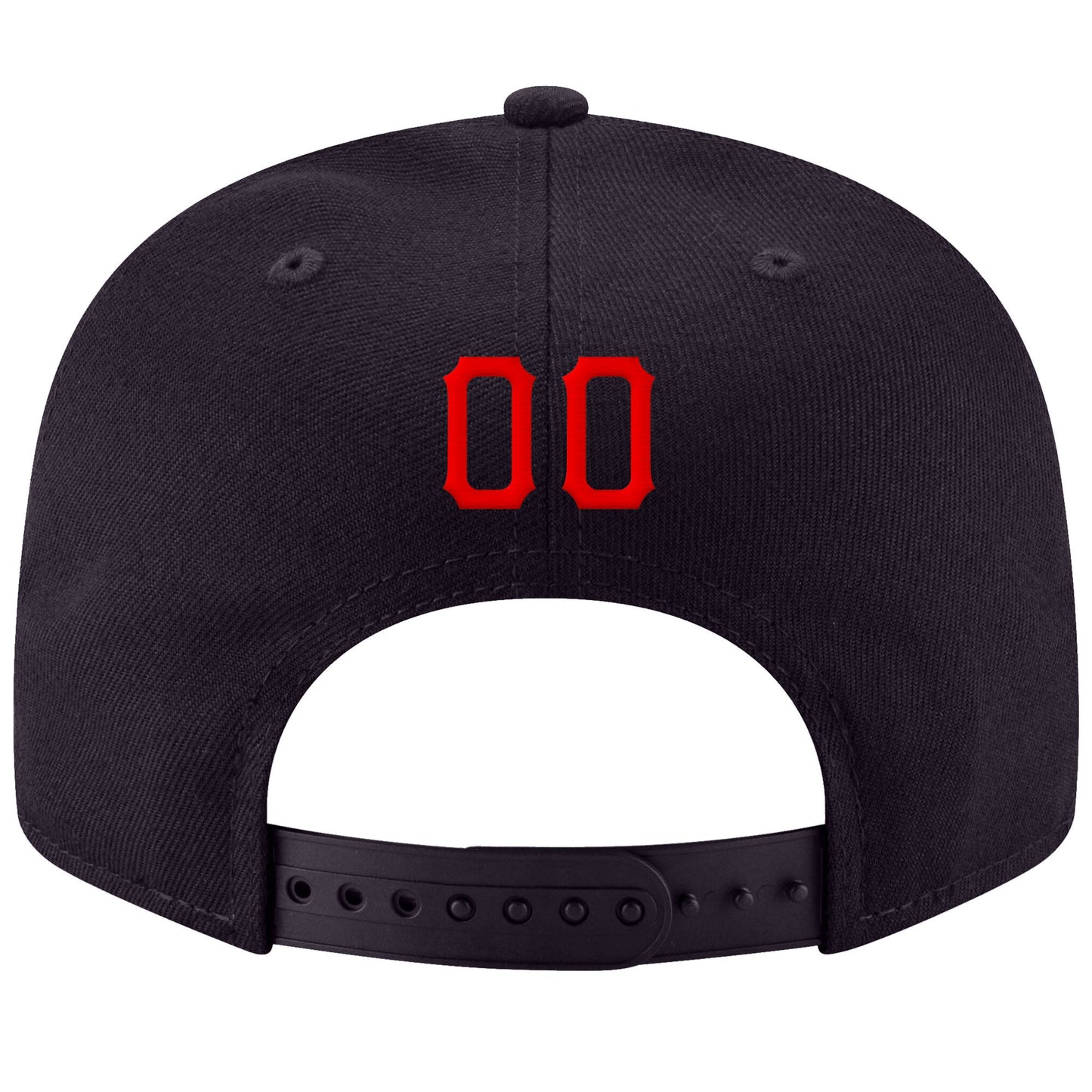 Custom Navy Red-Gold Stitched Adjustable Snapback Hat view 3