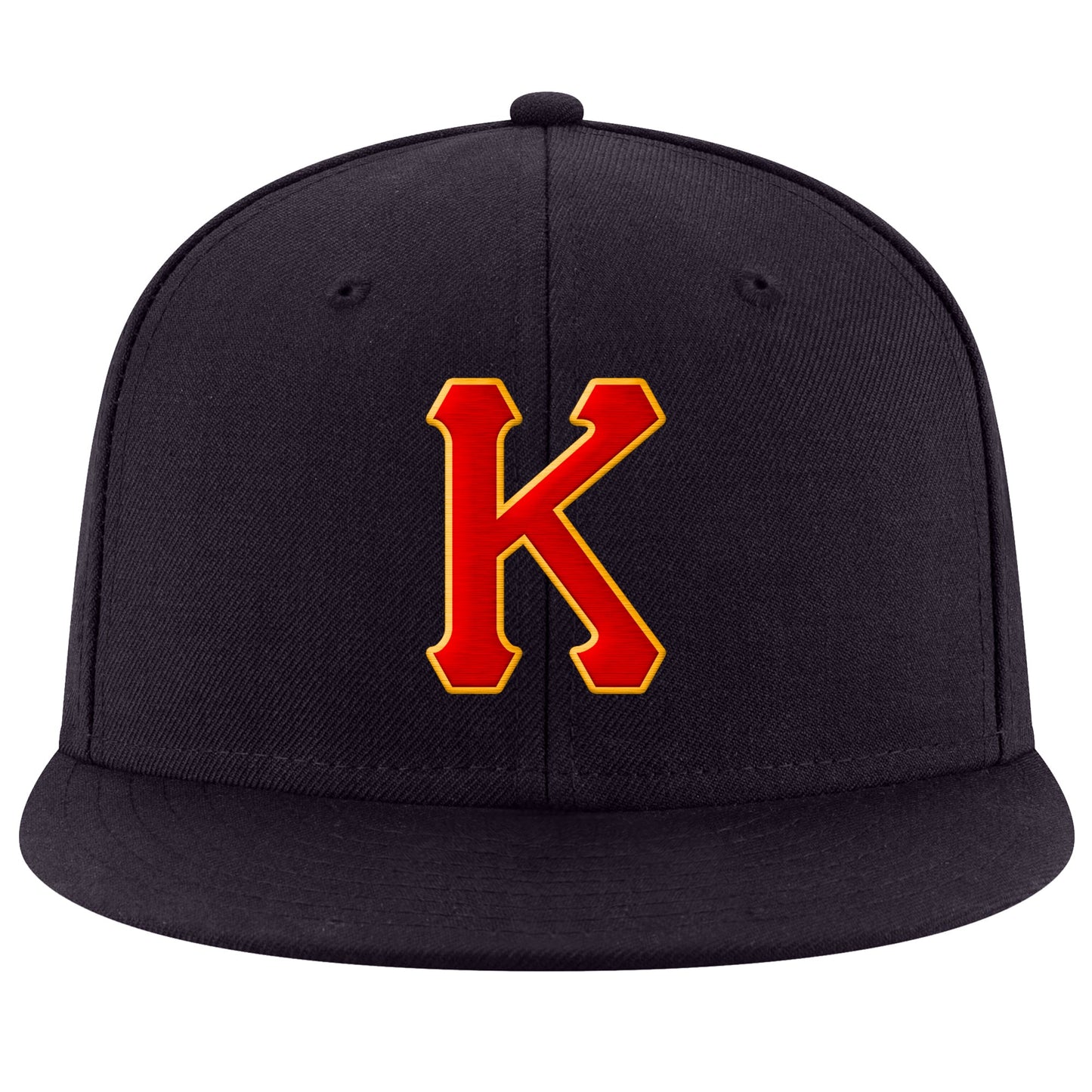 Custom Navy Red-Gold Stitched Adjustable Snapback Hat view 2