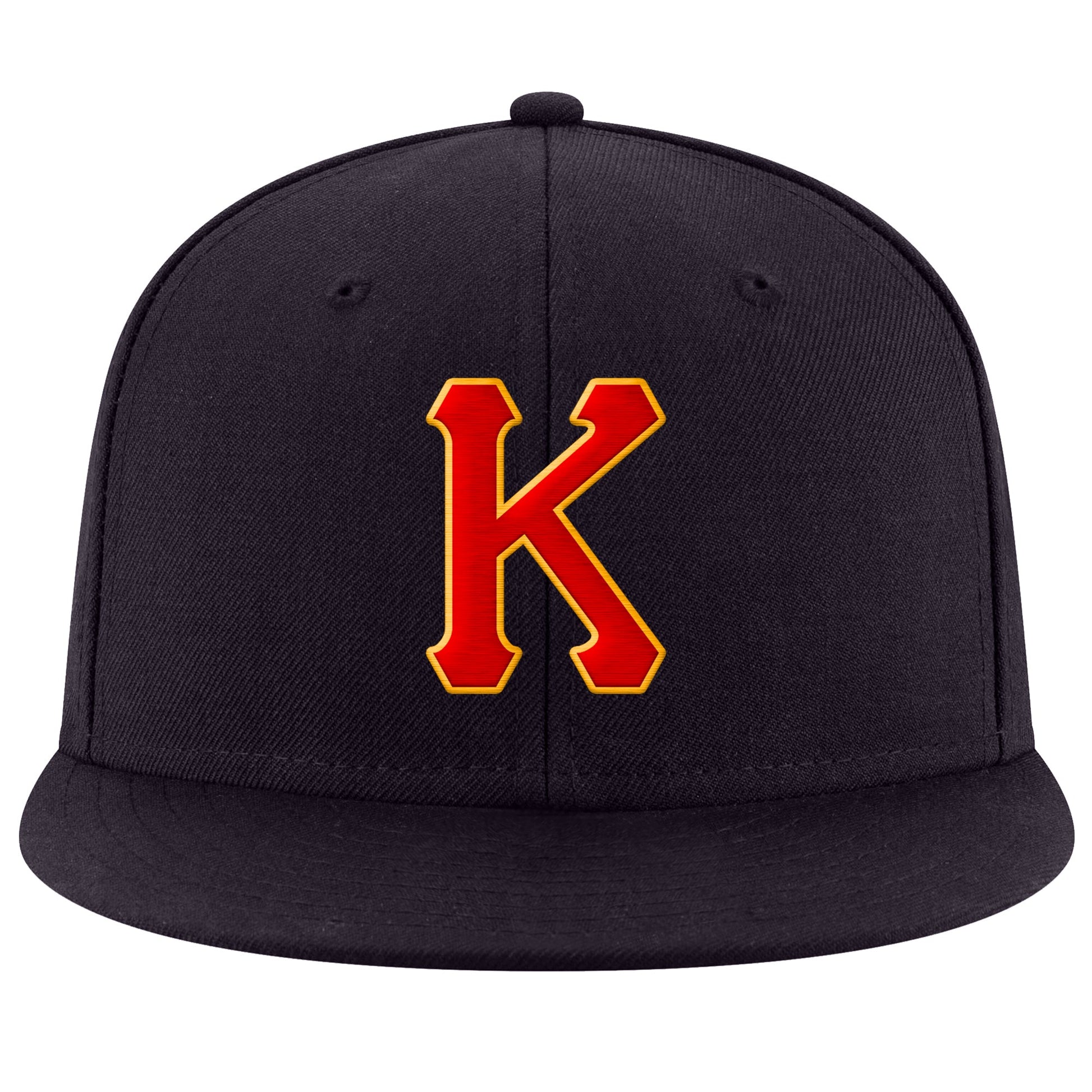 Custom Navy Red-Gold Stitched Adjustable Snapback Hat view 2
