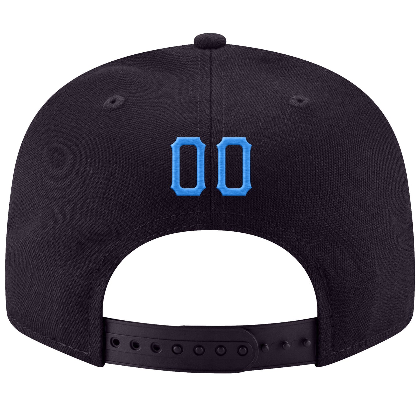 Custom Navy Powder Blue-Gold Stitched Adjustable Snapback Hat view 3