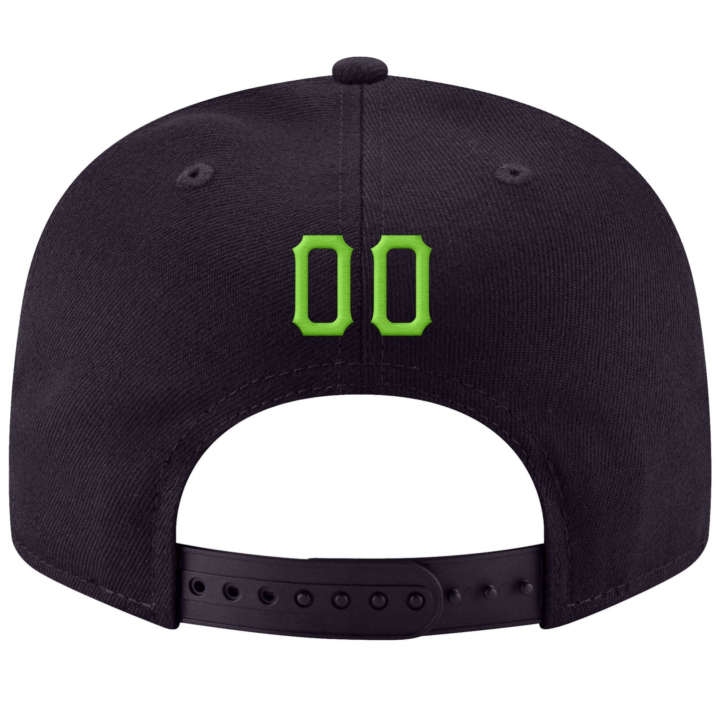 Custom Navy Neon Green-White Stitched Adjustable Snapback Hat view 3