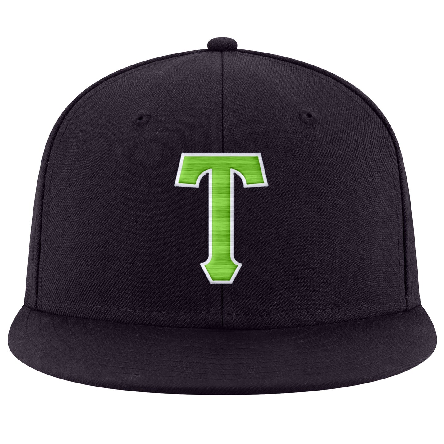 Custom Navy Neon Green-White Stitched Adjustable Snapback Hat view 2