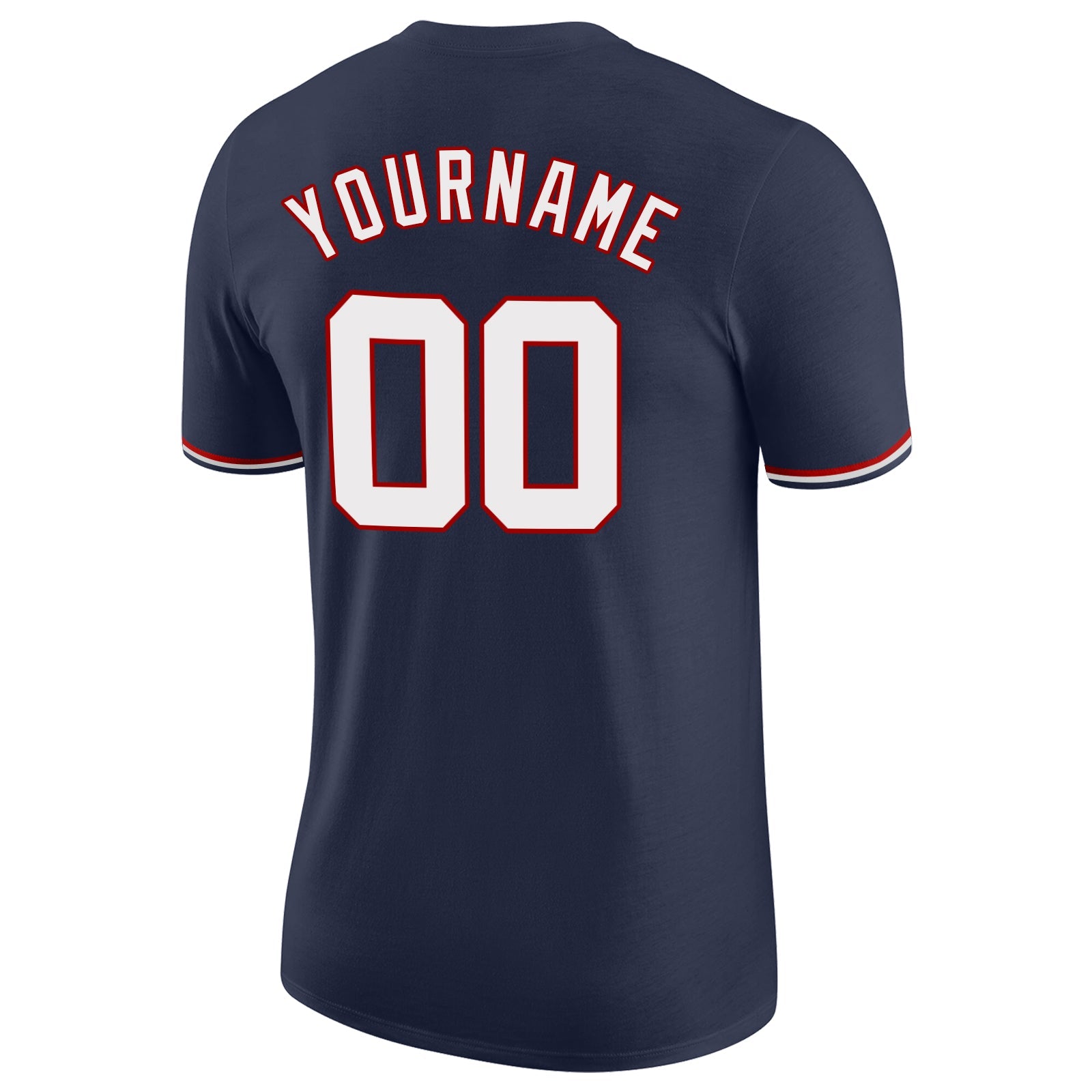 Custom Navy White-Red Performance T-Shirt view 6
