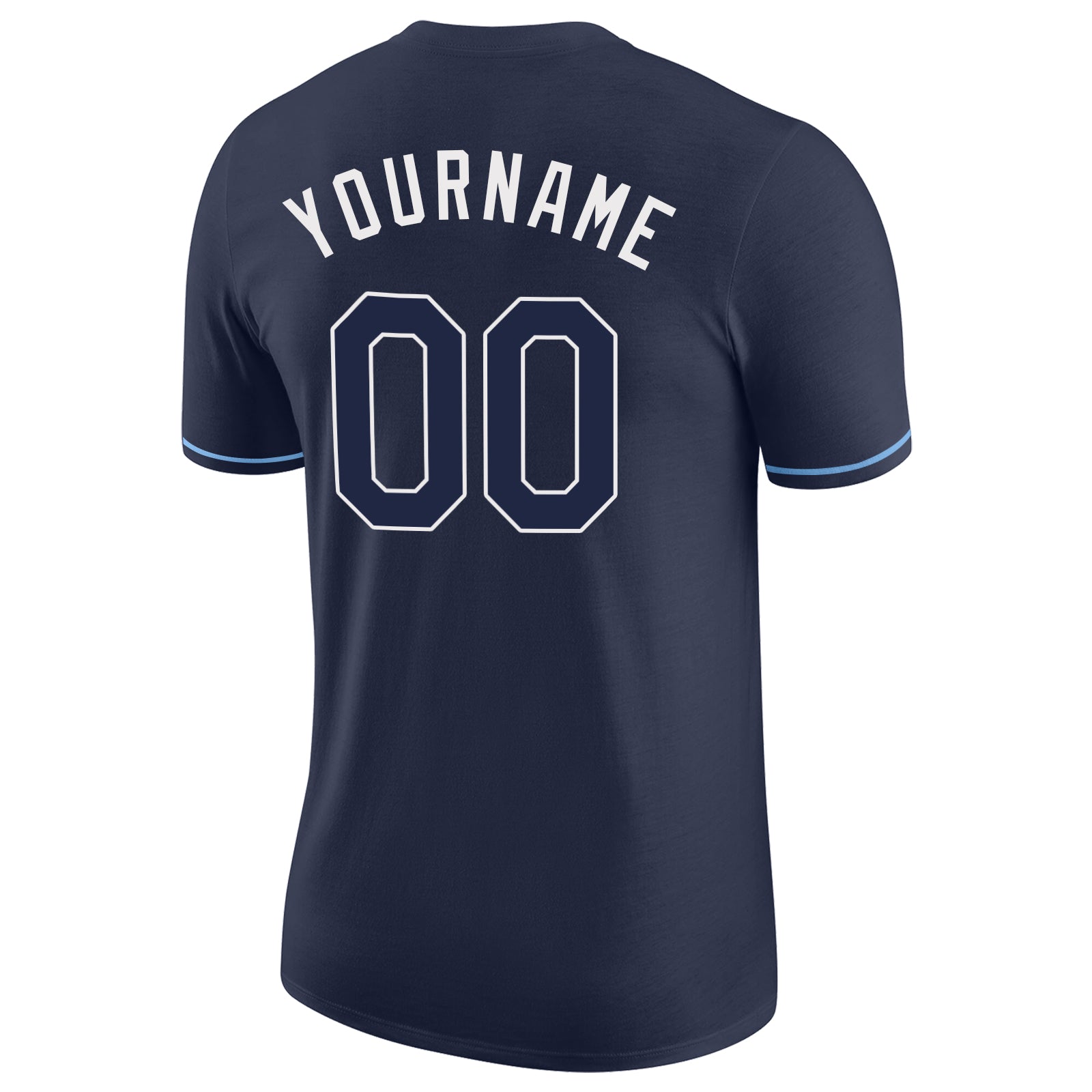 Custom Navy Navy-Powder Blue Performance T-Shirt view 6