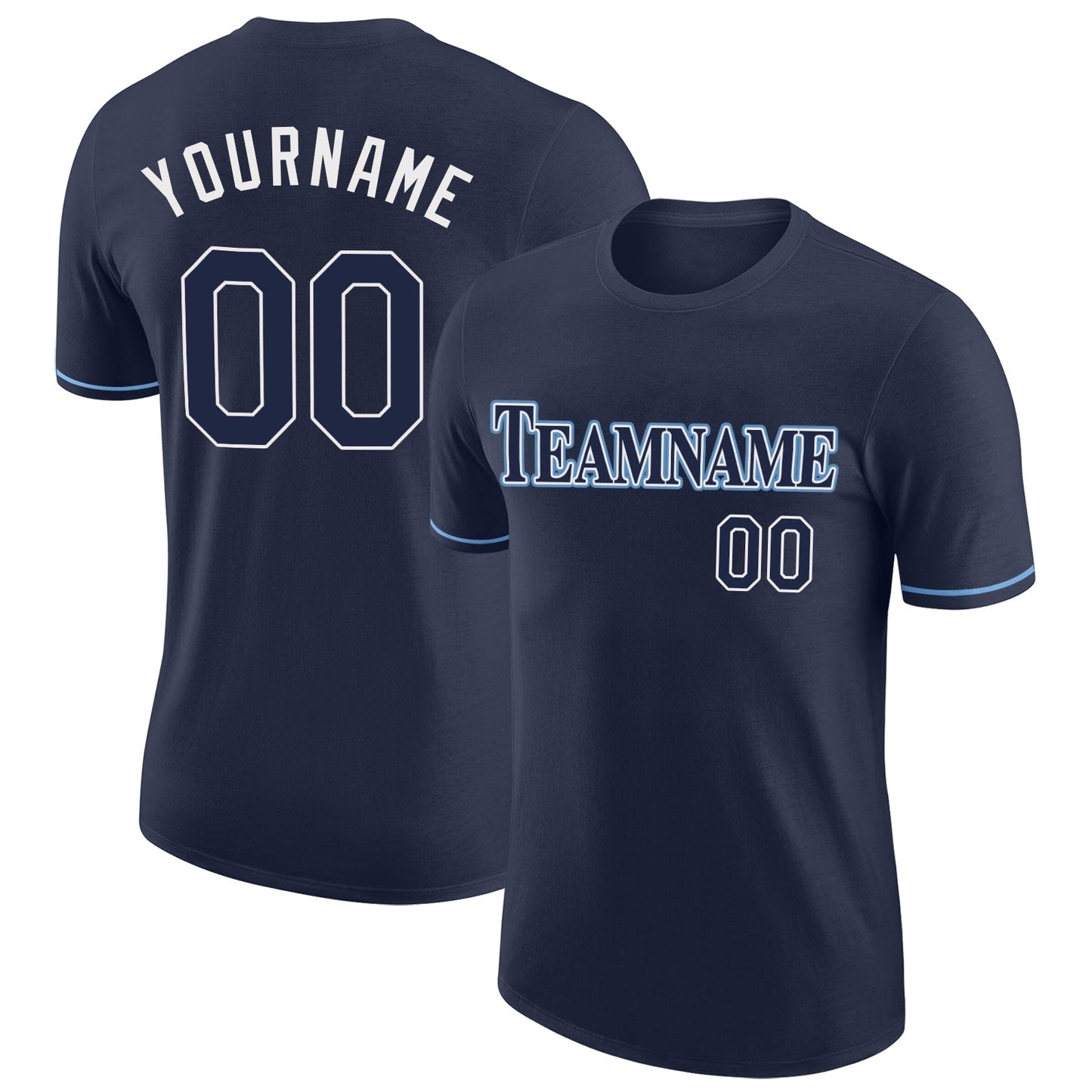 Custom Navy Navy-Powder Blue Performance T-Shirt - Main View