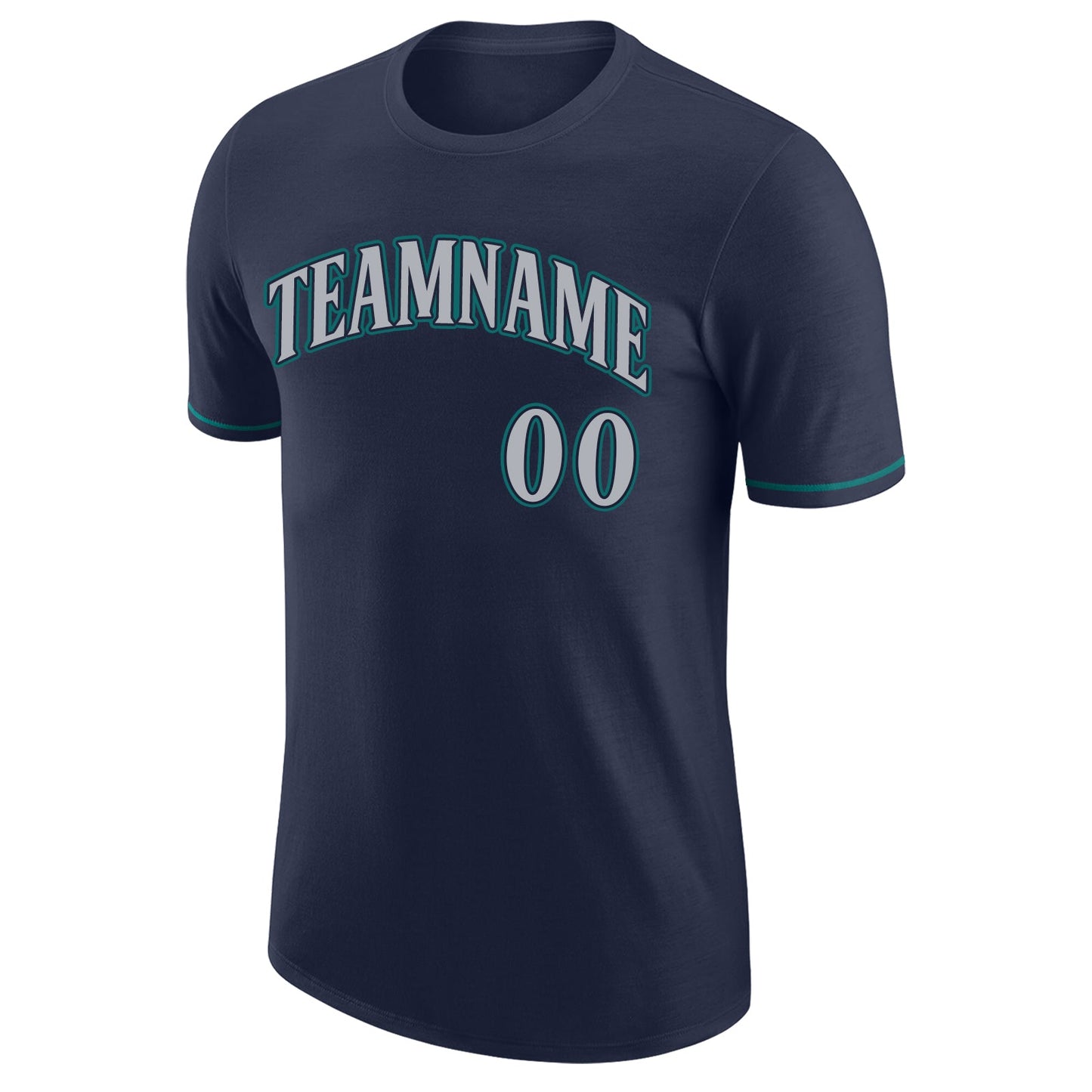 Custom Navy Gray-Aqua Performance T-Shirt view 5