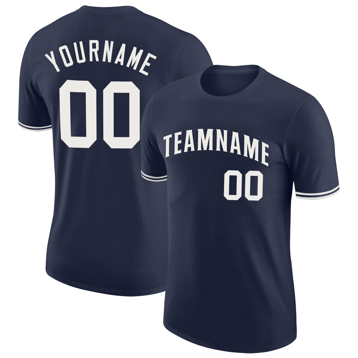Custom Navy White Performance T-Shirt - Main View