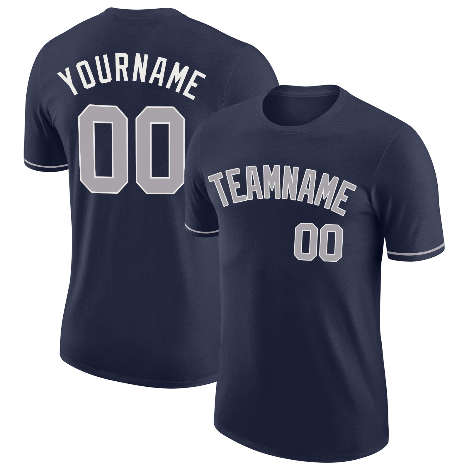 Custom Navy Gray-White Performance T-Shirt - Main View