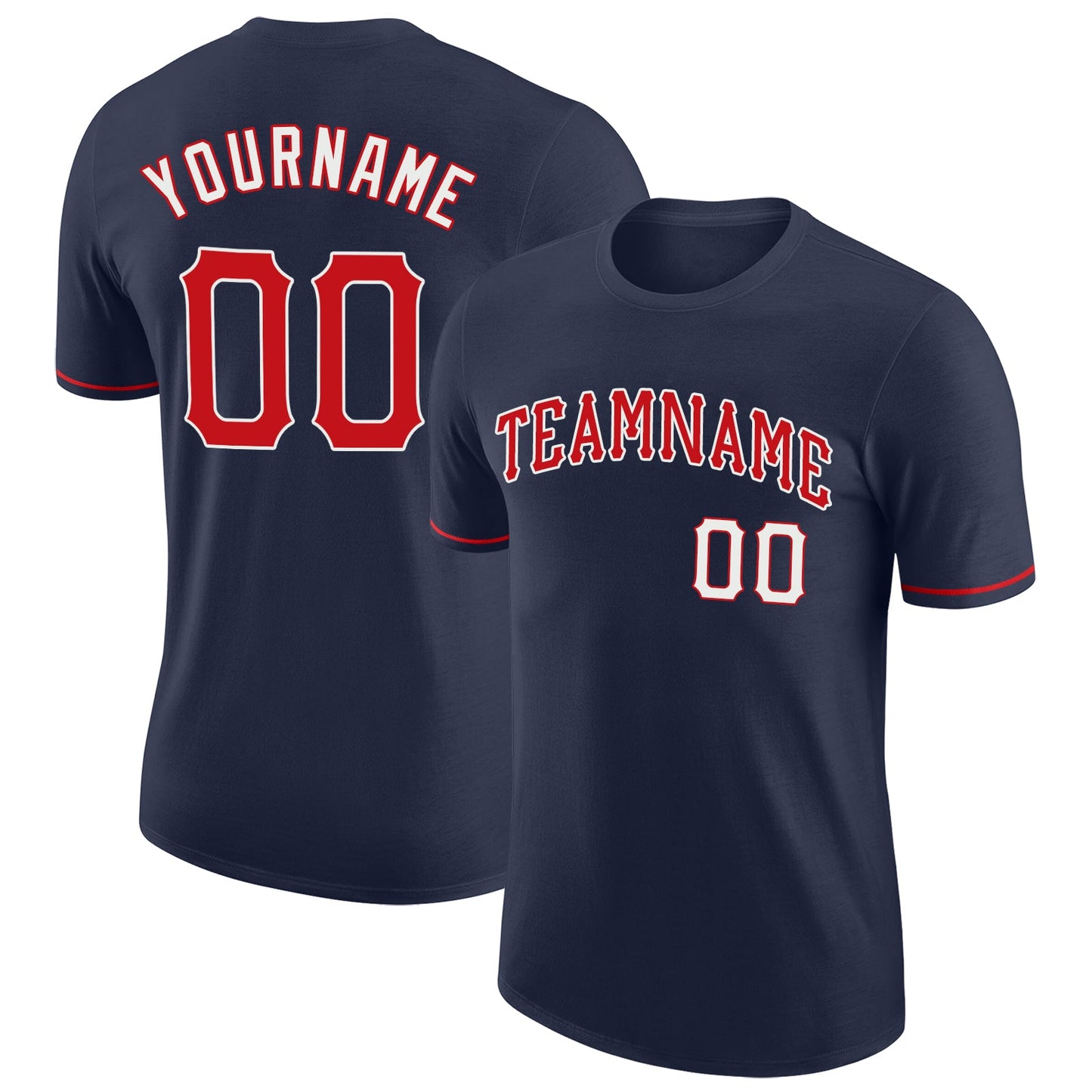 Custom Navy Red-White Performance T-Shirt - Main View
