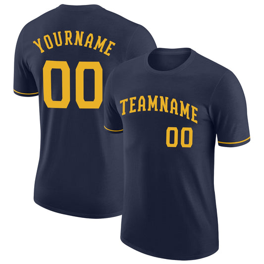 Custom Navy Gold Performance T-Shirt - Main View