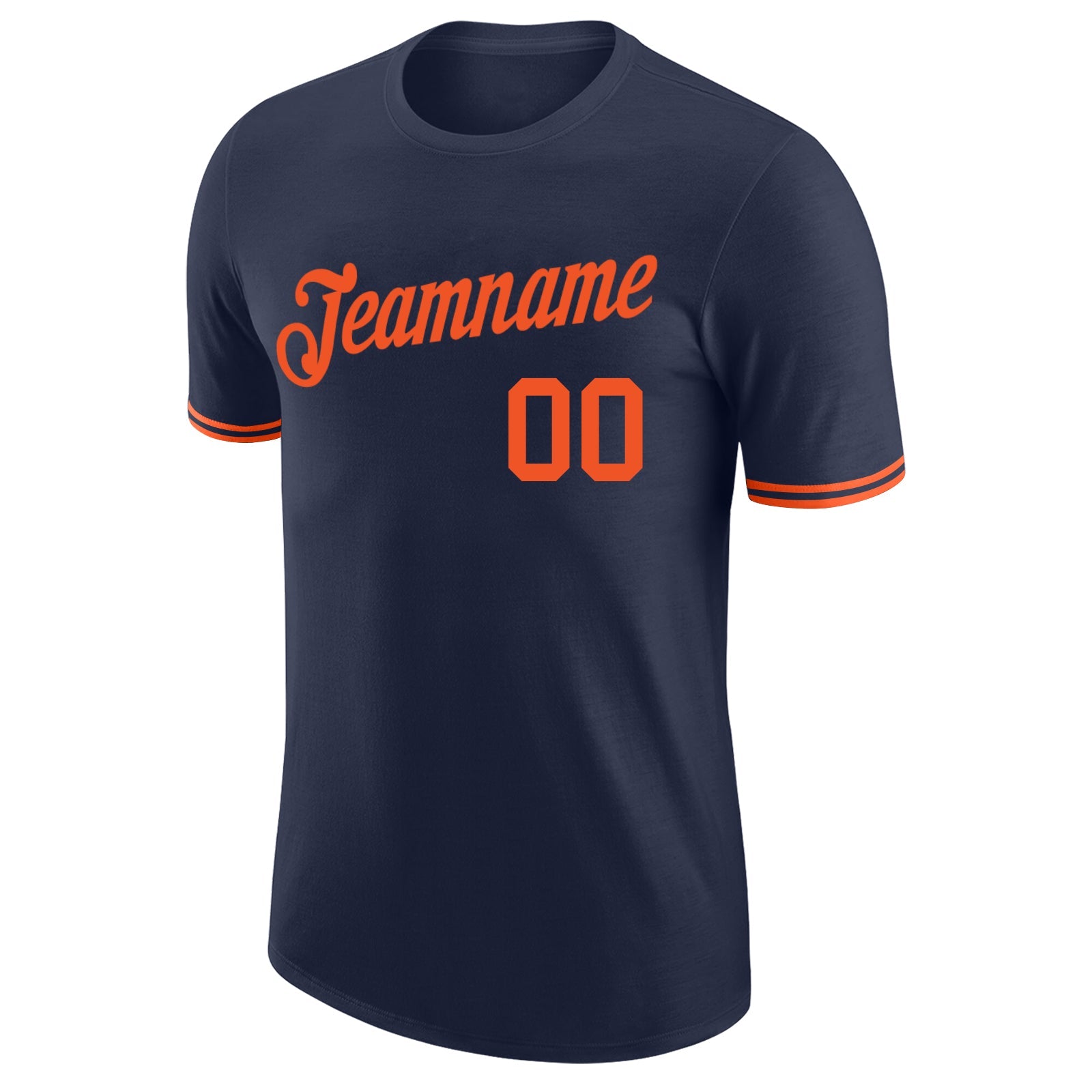 Custom Navy Orange Performance T-Shirt view 5
