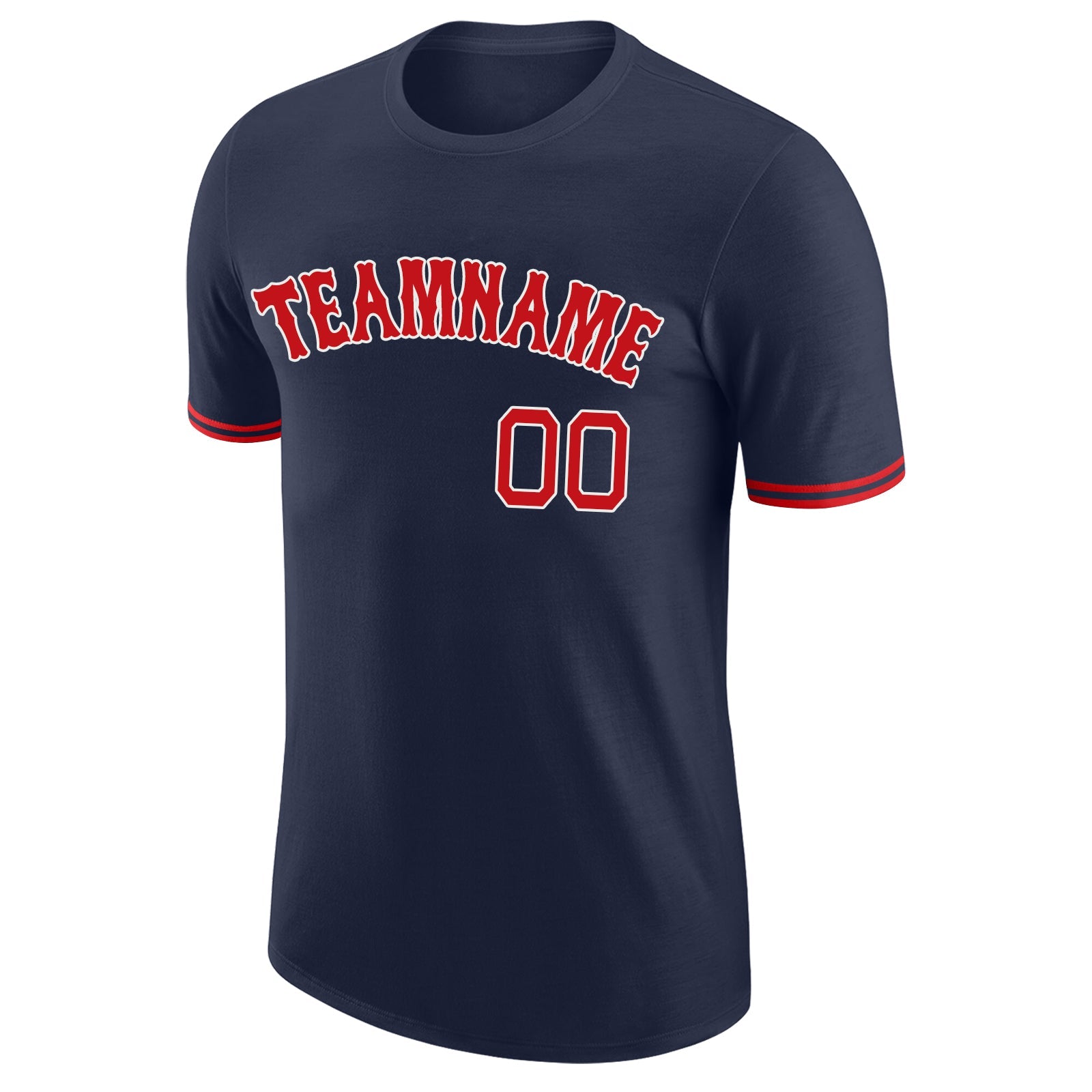Custom Navy Red-White Performance T-Shirt view 5