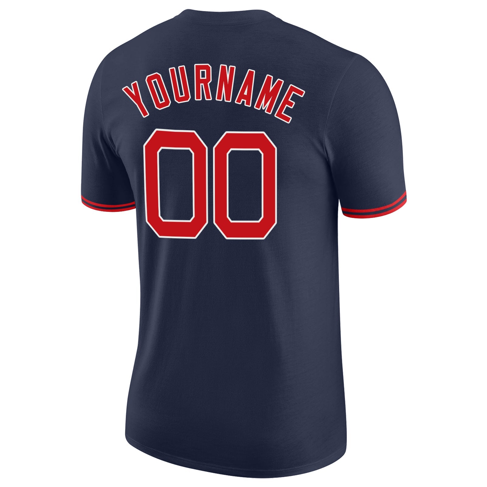 Custom Navy Red-White Performance T-Shirt view 6