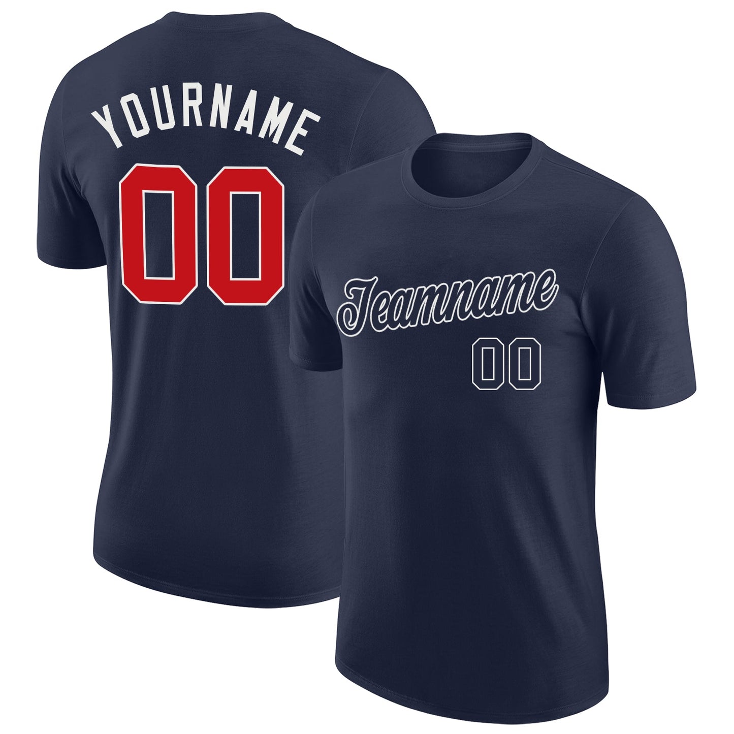 Custom Navy Red-White Performance T-Shirt - Main View