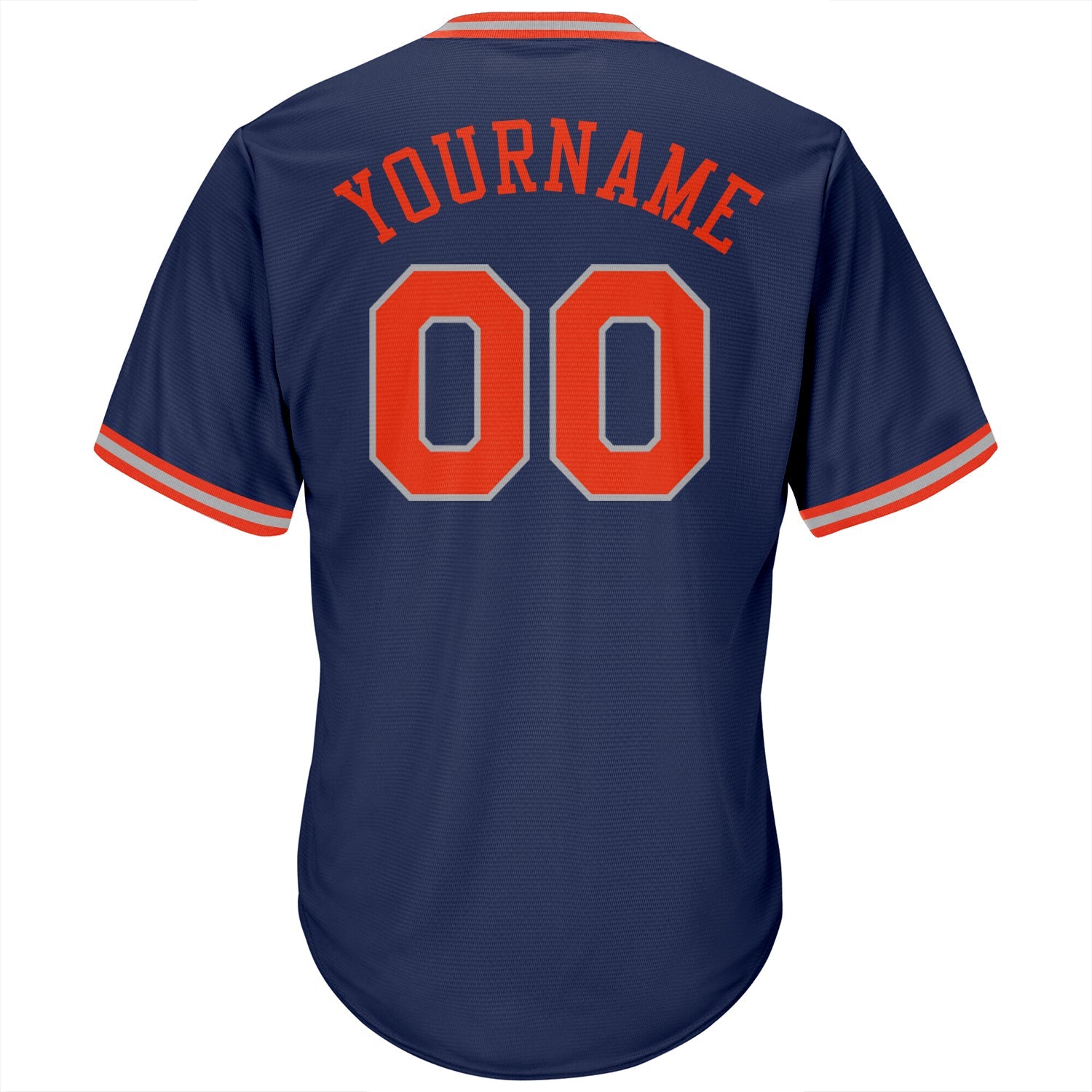 Custom Navy Orange-Gray Authentic Throwback Rib-Knit Baseball Jersey Shirt view 3
