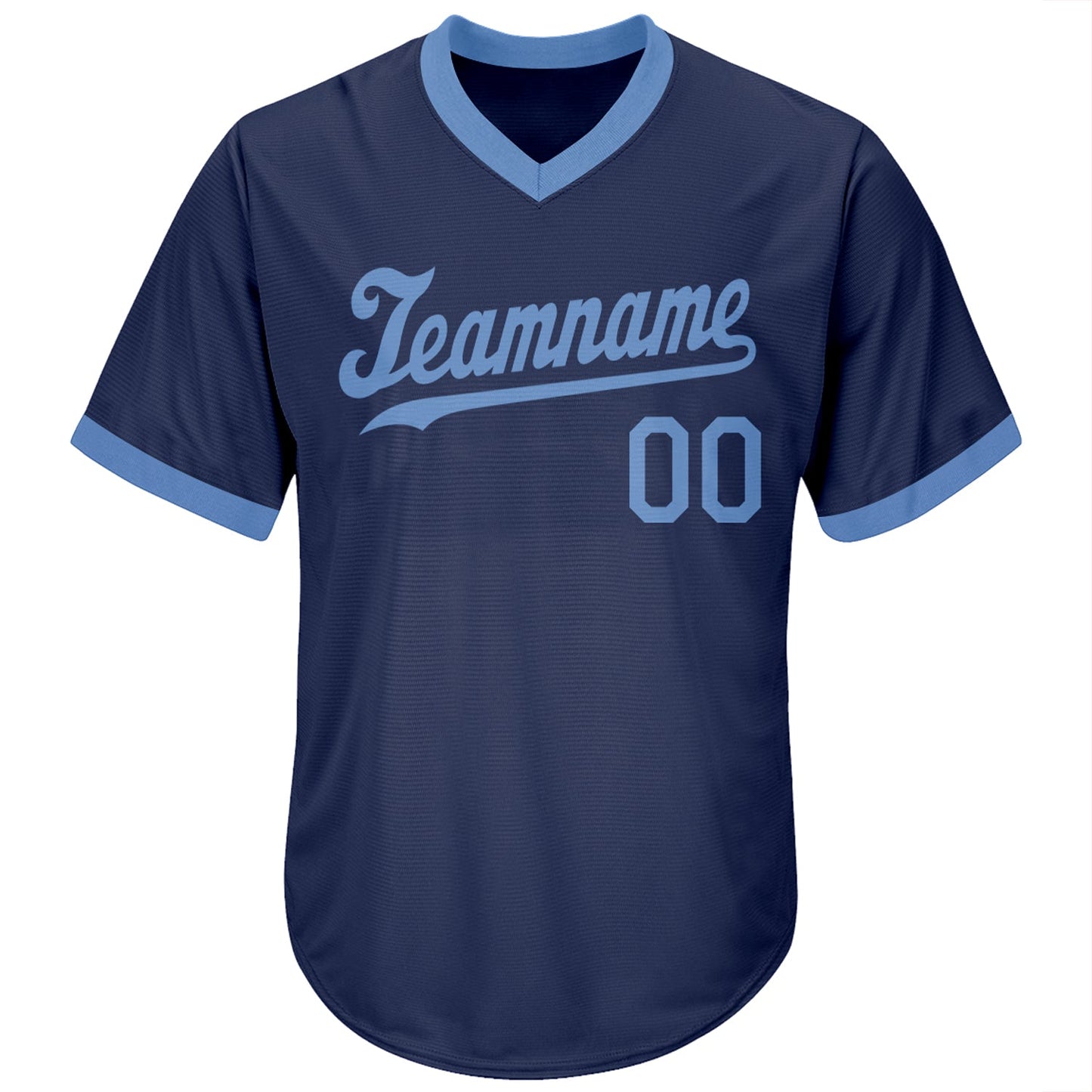 Custom Navy Light Blue Authentic Throwback Rib-Knit Baseball Jersey Shirt view 2