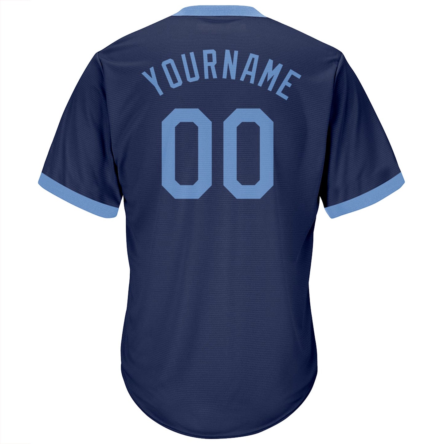 Custom Navy Light Blue Authentic Throwback Rib-Knit Baseball Jersey Shirt view 3