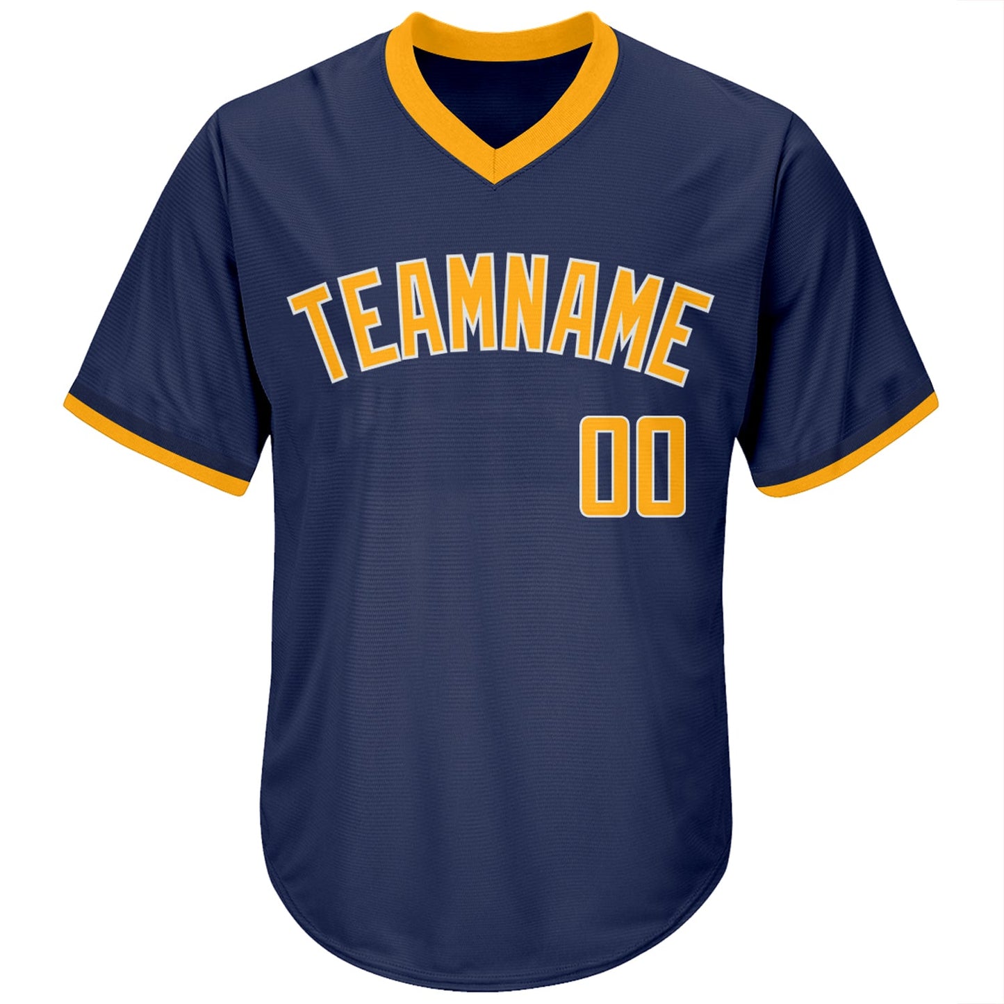 Custom Navy Gold-White Authentic Throwback Rib-Knit Baseball Jersey Shirt view 2