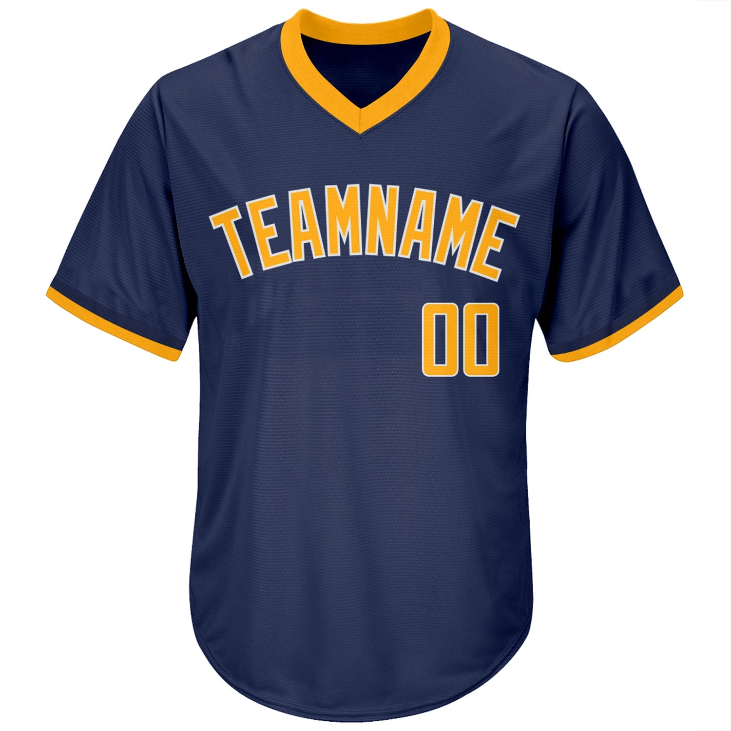 Custom Navy Gold-White Authentic Throwback Rib-Knit Baseball Jersey Shirt view 2