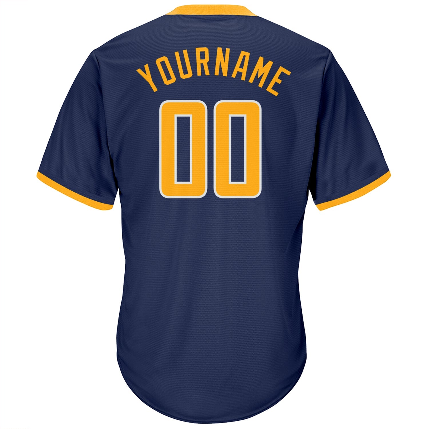 Custom Navy Gold-White Authentic Throwback Rib-Knit Baseball Jersey Shirt view 3