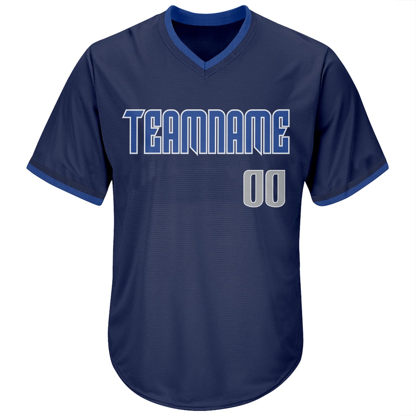 Custom Navy Gray-Blue Authentic Throwback Rib-Knit Baseball Jersey Shirt view 2