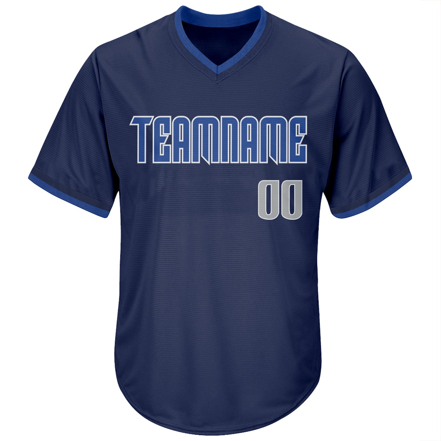 Custom Navy Gray-Blue Authentic Throwback Rib-Knit Baseball Jersey Shirt view 2