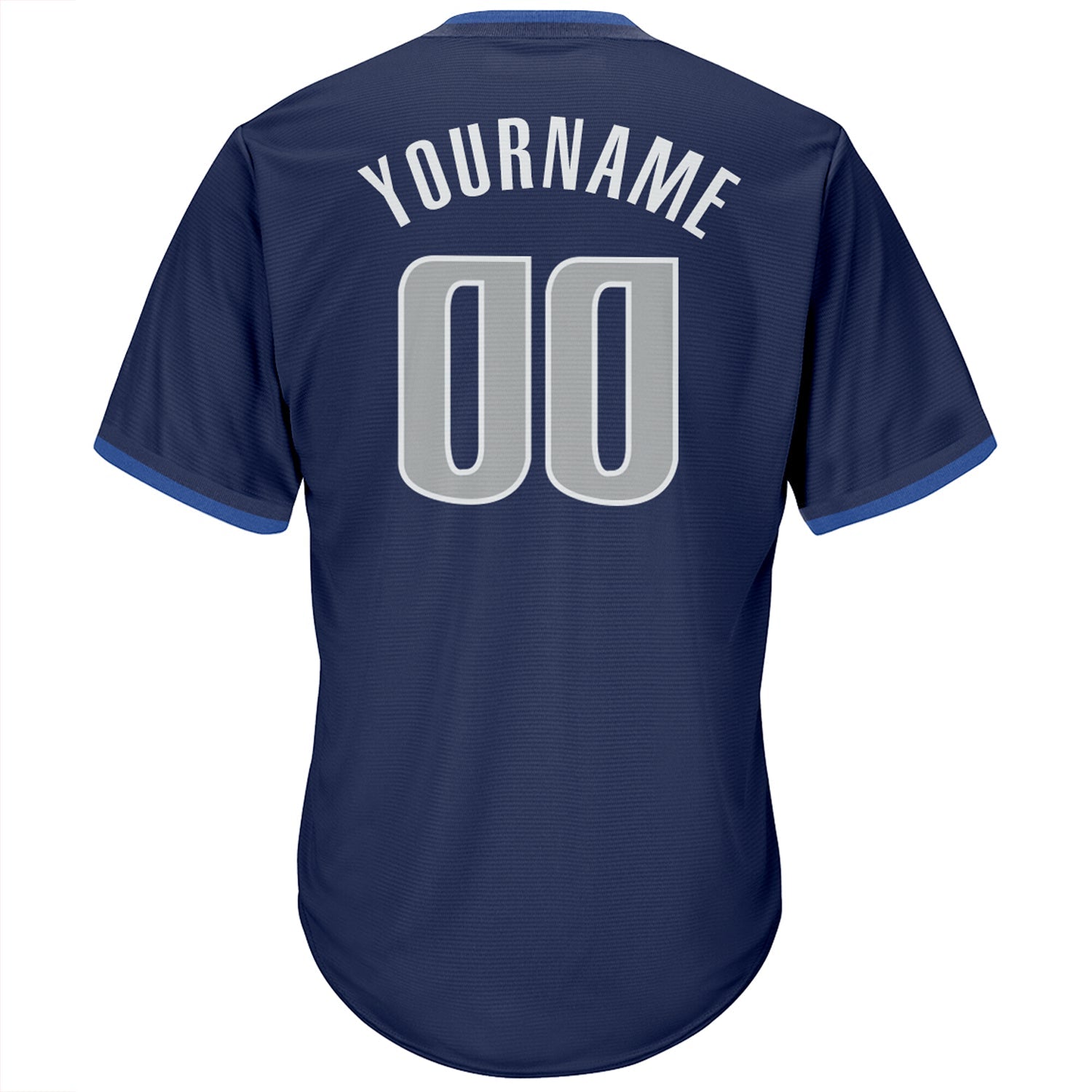 Custom Navy Gray-Blue Authentic Throwback Rib-Knit Baseball Jersey Shirt view 3