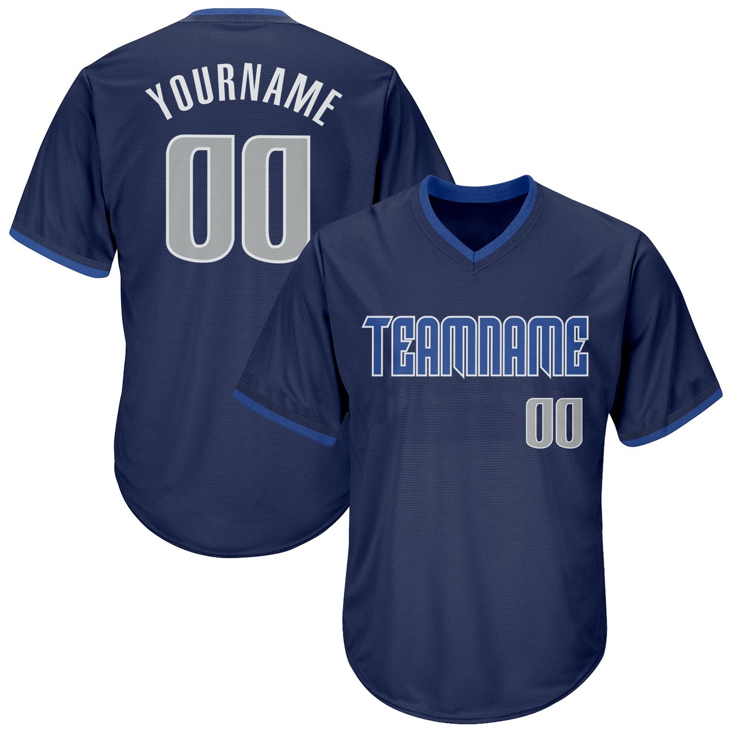 Custom Navy Gray-Blue Authentic Throwback Rib-Knit Baseball Jersey Shirt - Main View