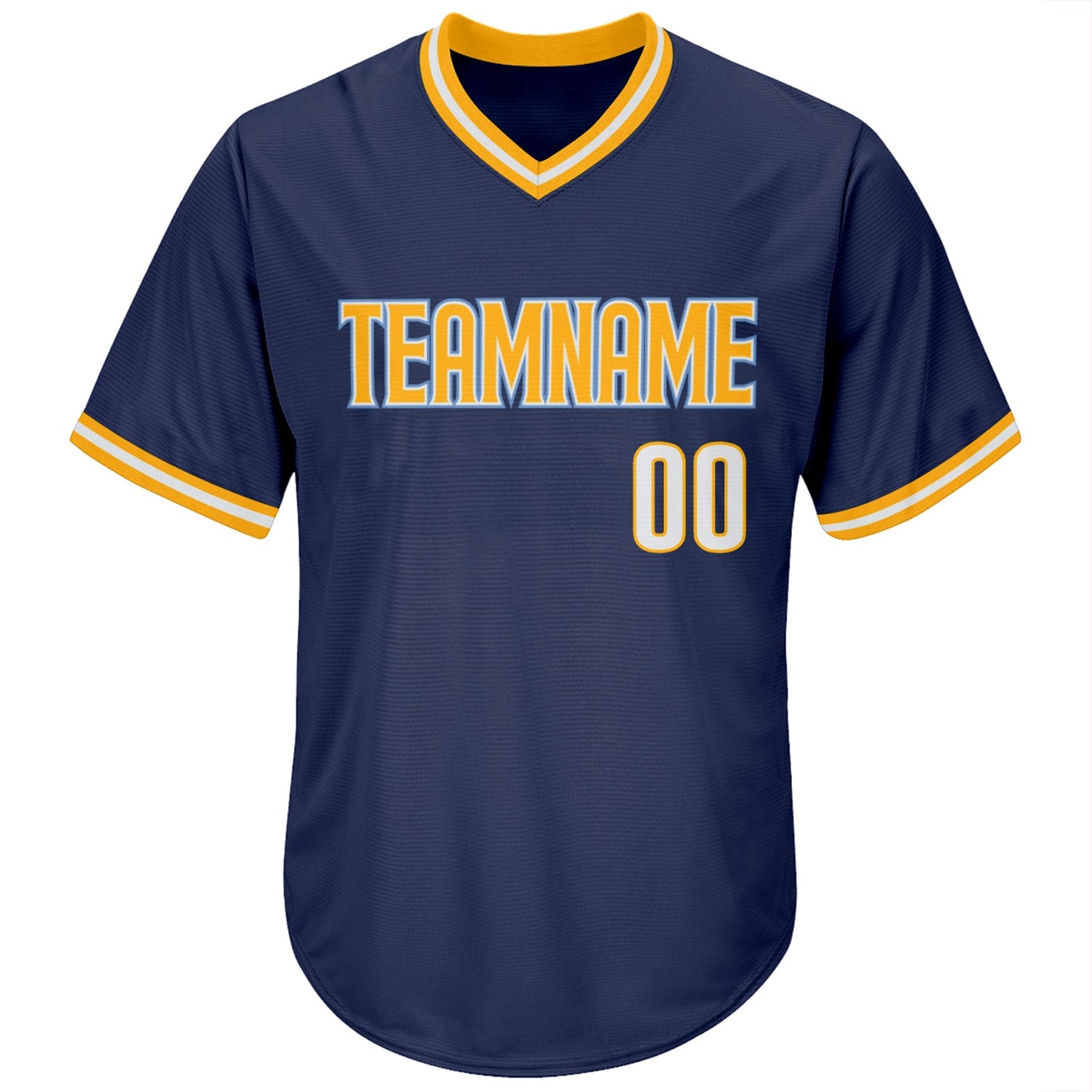 Custom Navy White-Gold Authentic Throwback Rib-Knit Baseball Jersey Shirt view 2