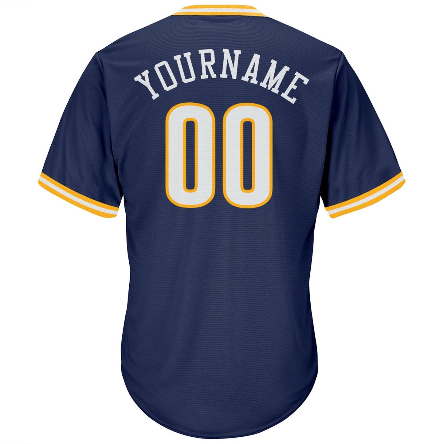 Custom Navy White-Gold Authentic Throwback Rib-Knit Baseball Jersey Shirt view 3