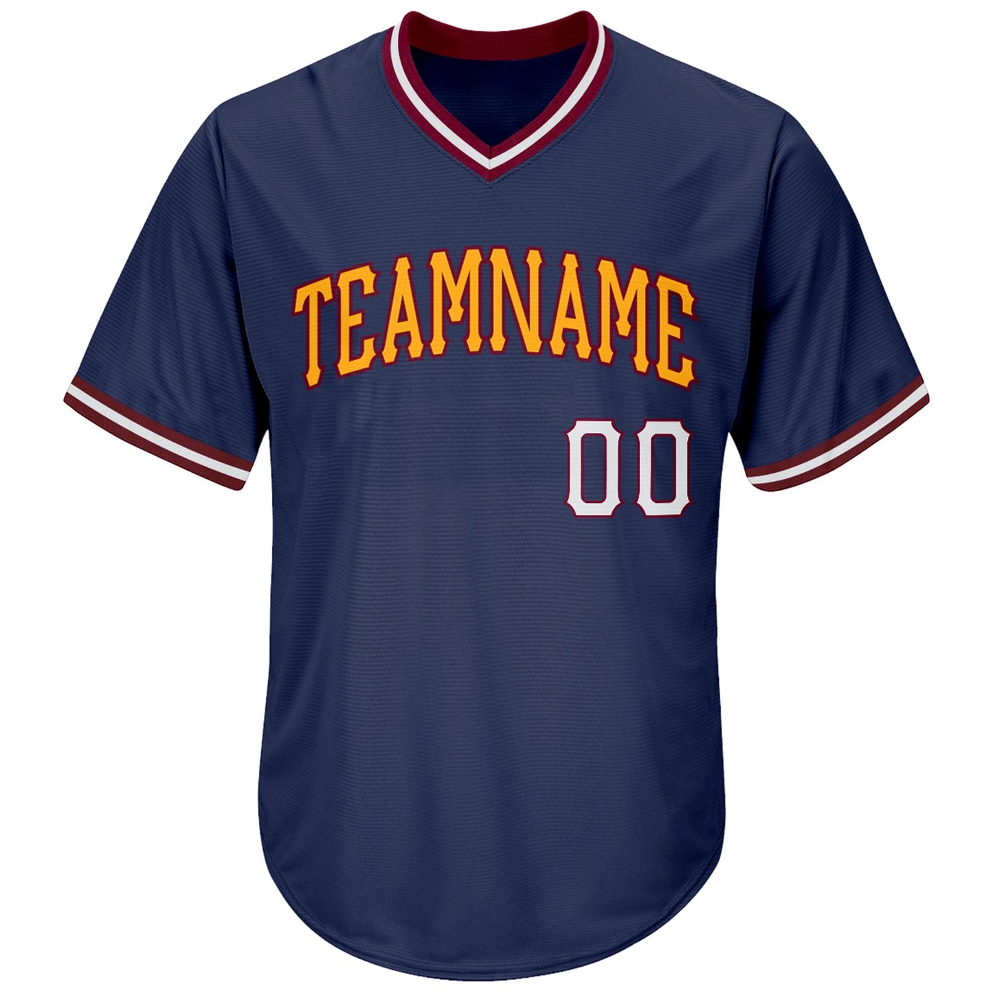 Custom Navy White-Gold Authentic Throwback Rib-Knit Baseball Jersey Shirt view 2