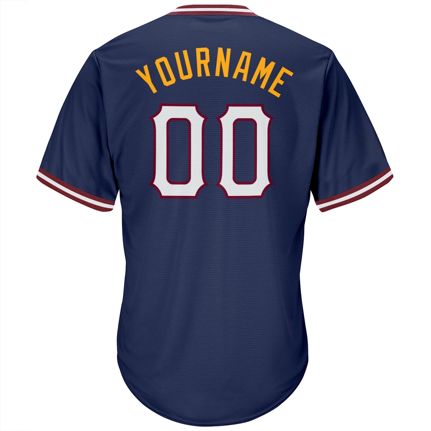 Custom Navy White-Gold Authentic Throwback Rib-Knit Baseball Jersey Shirt view 3